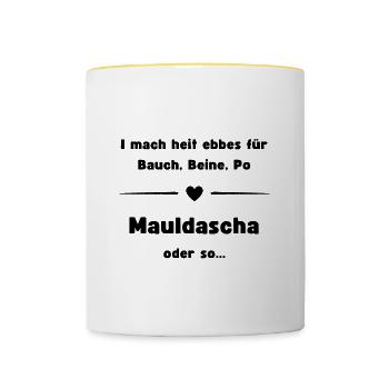 Maultschen Schwaben Schwäbisch Spezialität - Tasse zweifarbig - Weiß/Gelb - Vorne