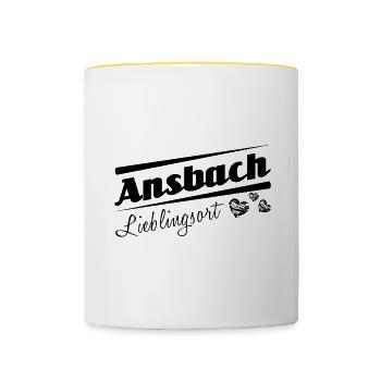 Ansbach - Lieblingsort mit Stadtnamen - Tasse zweifarbig - Weiß/Gelb - Vorne