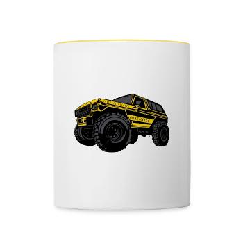 Truck LKW Pick UP - Contrasting Mug - white/yellow - Front