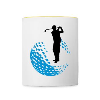 Golf - Golfer - Tasse zweifarbig - Weiß/Gelb - Vorne