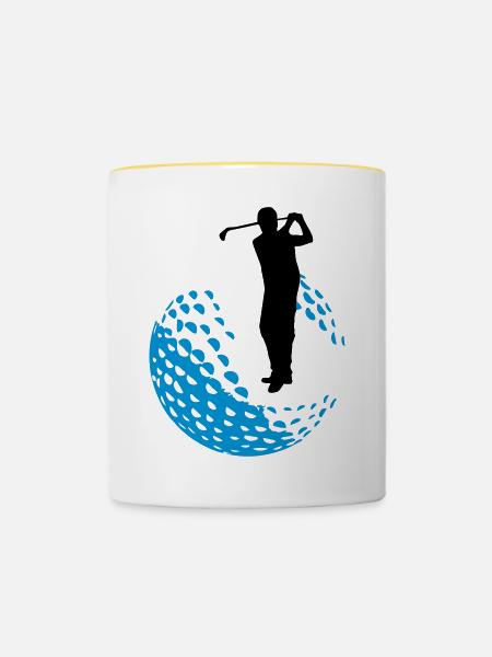 Golf - Golfeur - Mug contrasté - blanc/jaune