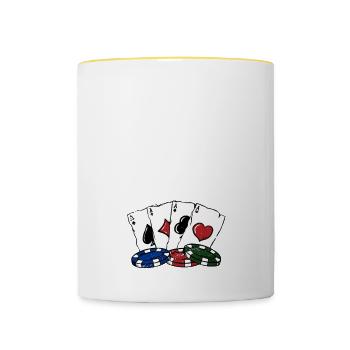 Nacho Joueur de poker moyen Drôle De joueur Humour - Mug contrasté - blanc/jaune - Devant