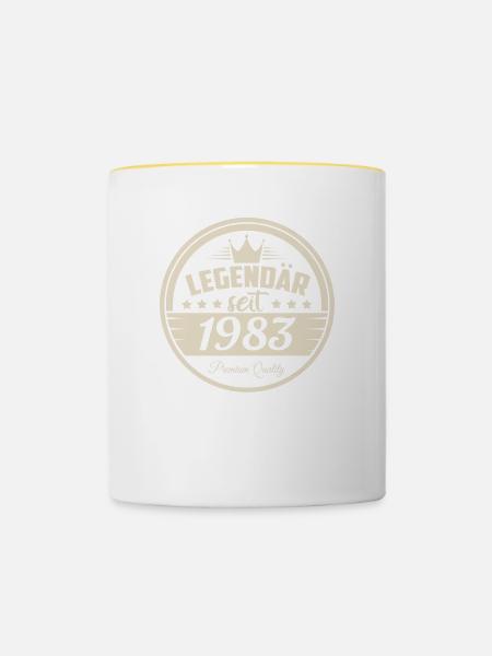 Geburtstag legendär seit 1983 - Tasse zweifarbig - Weiß/Gelb