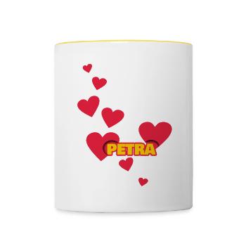 liebe Petra - Tasse zweifarbig - Weiß/Gelb - Vorne