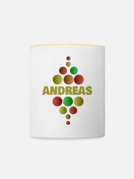 Einschulung Schule Erstklässler Andreas - Tasse zweifarbig - Weiß/Gelb