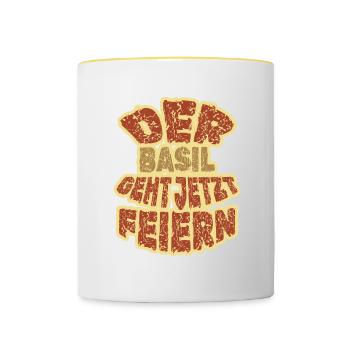 Feiern Party Basil - Tasse zweifarbig - Weiß/Gelb - Vorne