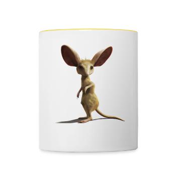 Cute long-eared jerboa design - Contrasting Mug - white/yellow - Front