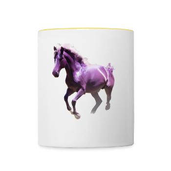 Cheval coloré - Mug contrasté - blanc/jaune - Devant