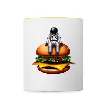 Astronaute spatial Cheeseburger - Mug contrasté - blanc/jaune - Devant