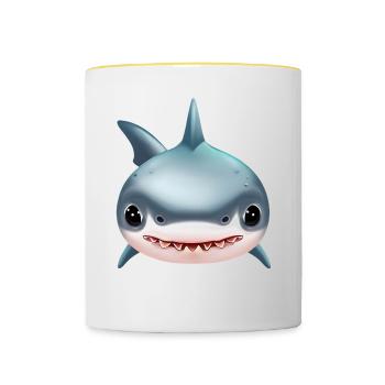Requin mignon - Mug contrasté - blanc/jaune - Devant