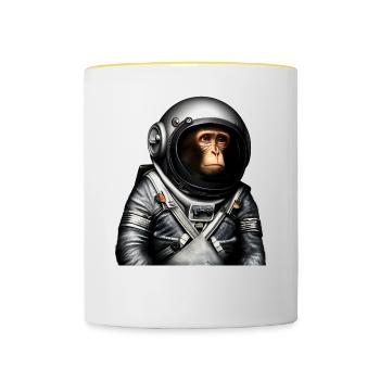 Space Astronaut Monkey - Contrasting Mug - white/yellow - Front