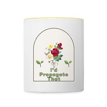 "I'd Propagate That" - Gardener's Humor Indoor - Contrasting Mug - white/yellow - Front