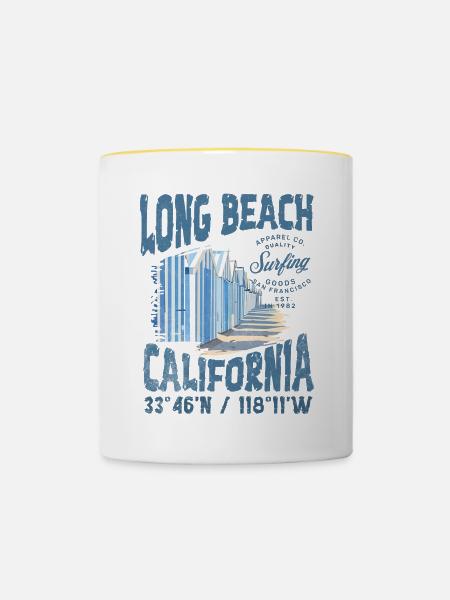 Long Beach Surfen 3 - Tasse zweifarbig - Weiß/Gelb