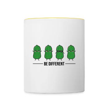Be Different Saure Gurke Grillsaison Grillen - Tasse zweifarbig - Weiß/Gelb - Vorne