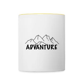 Advanture Erlebnis mit Berge - Tasse zweifarbig - Weiß/Gelb - Vorne