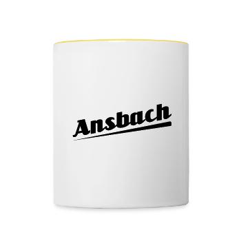 Ansbach - Textdesign mit Stadtnamen - Tasse zweifarbig - Weiß/Gelb - Vorne