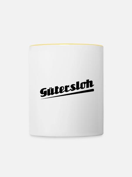Gütersloh - Textdesign mit Stadtnamen - Tasse zweifarbig - Weiß/Gelb