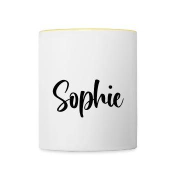 Prénom Sophie - Mug contrasté - blanc/jaune - Devant