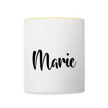 Name - Marie - Contrasting Mug - white/yellow - Front