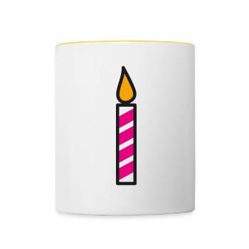 Candle Birthday Gift Idea - Contrasting Mug - white/yellow - Front