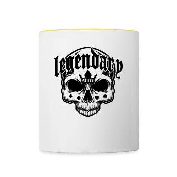 Légendaire depuis 1999 - Skull | Les couleurs peuvent être modifiées - Mug contrasté - blanc/jaune - Devant