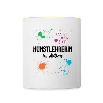 Kunstlehrerin Kunst Lehrerin Künstlerin Unterricht - Tasse zweifarbig - Weiß/Gelb - Vorne