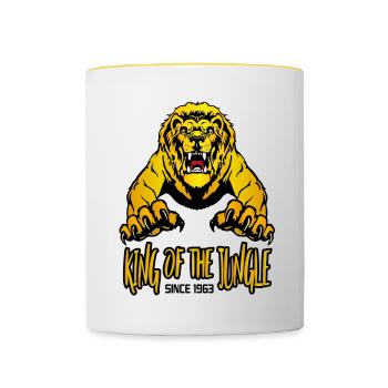 Geburtstag 1963 60 Löwe Lion King of Jungle - Tasse zweifarbig - Weiß/Gelb - Vorne