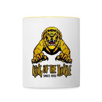 Geburtstag 1993 30 Löwe Lion King of Jungle - Tasse zweifarbig - Weiß/Gelb - Vorne