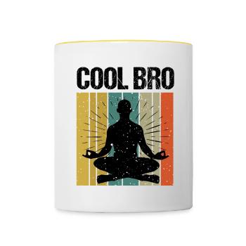 Sprüche Yoga Mann Cool Bro Bruder - Tasse zweifarbig - Weiß/Gelb - Vorne