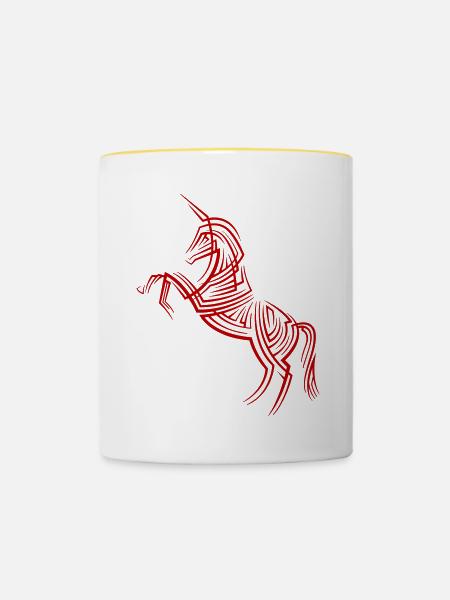 Einhorn Tribal Tattoo - Tasse zweifarbig - Weiß/Gelb