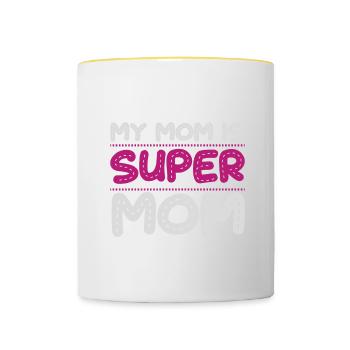 MY MOM IS SUPER MOM - Tasse zweifarbig - Weiß/Gelb - Vorne