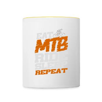 Eat Mtb Ride Sleep Repeat Design Für Fahrradfahrer - Tasse zweifarbig - Weiß/Gelb - Vorne