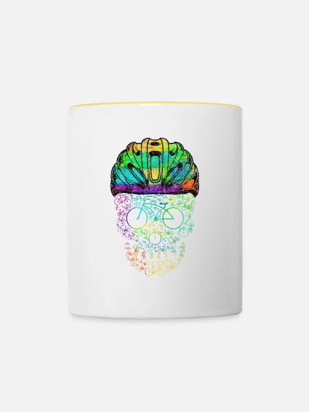 Schädel Mit Helm-radfahrer-design Für - Tasse zweifarbig - Weiß/Gelb