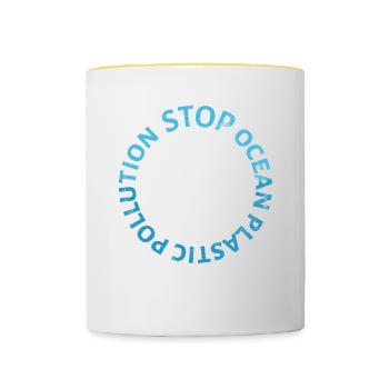 Stop Ocean Plastic Pollution Design pour le - Mug contrasté - blanc/jaune - Devant