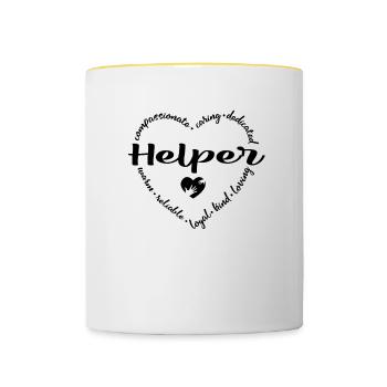 Aide - Mug contrasté - blanc/jaune - Devant
