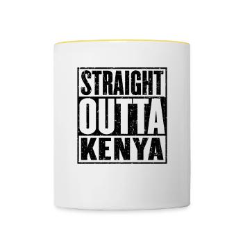 Direkt Outta Kenia - Tasse zweifarbig - Weiß/Gelb - Vorne