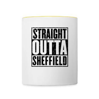 Direkt Outta Sheffield - Tasse zweifarbig - Weiß/Gelb - Vorne