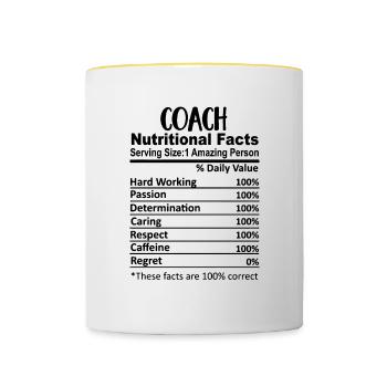 Coach Voeding Feiten Grappig - Mok tweekleurig - wit/geel - Voor