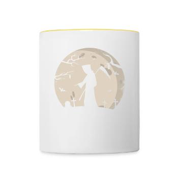Sensenmann Bei Vollmond Auf Dem Friedhof, Okkult - Tasse zweifarbig - Weiß/Gelb - Vorne