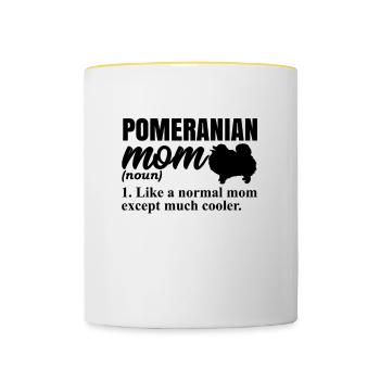 Spitz Pomeranian Zwergspitz Chien - Mug contrasté - blanc/jaune - Devant