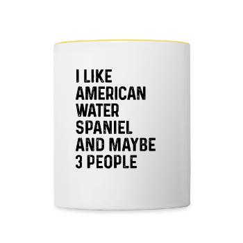 Ich mag American Water Spaniel und vielleicht 3 Leute - Tasse zweifarbig - Weiß/Gelb - Vorne