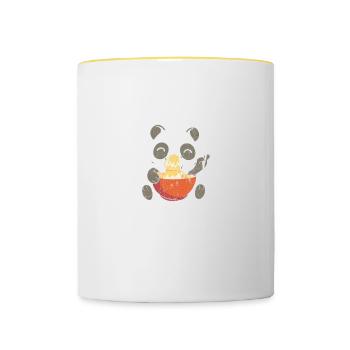 Powered by anime and ramen for animation and - Contrasting Mug - white/yellow - Front
