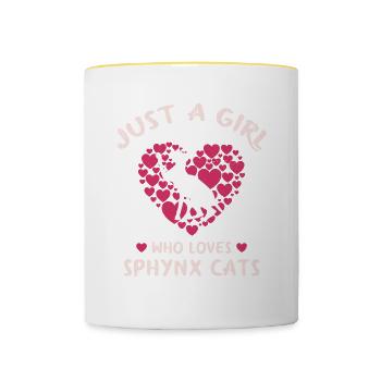 Just One Girl, The Sphynx Cats For - Contrasting Mug - white/yellow - Front