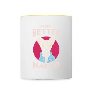 I Look Better From Naked Design For Sphynx Cat - Contrasting Mug - white/yellow - Front