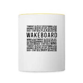 Wakeboard Wakeboarder Wakeboarding Idée Cadeau - Mug contrasté - blanc/jaune - Devant