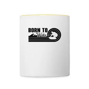 Wakeboard Wakeboarder Wakeboarding Idée Cadeau - Mug contrasté - blanc/jaune - Devant