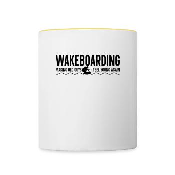 Wakeboard Wakeboarding Wakeboarder Idée Cadeau - Mug contrasté - blanc/jaune - Devant