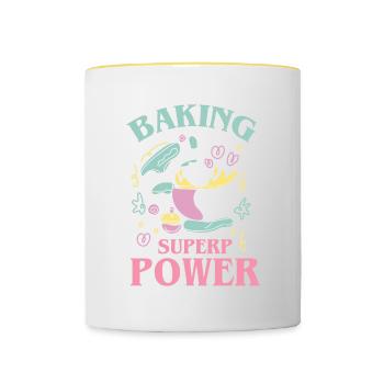 Baking is my superpower for bakers or baking - Contrasting Mug - white/yellow - Front