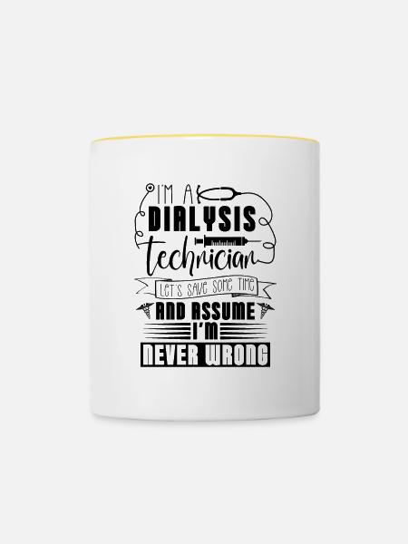 Dialyse Nephrologie Dialysetechniker Geschenkidee - Tasse zweifarbig - Weiß/Gelb