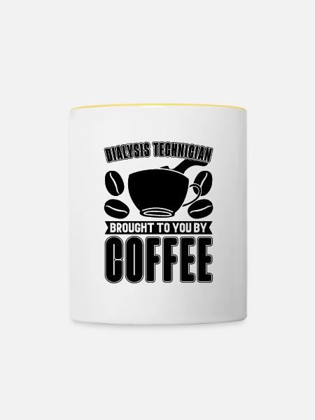 Dialysetechniker Nephrologie Kaffee Geschenkidee - Tasse zweifarbig - Weiß/Gelb